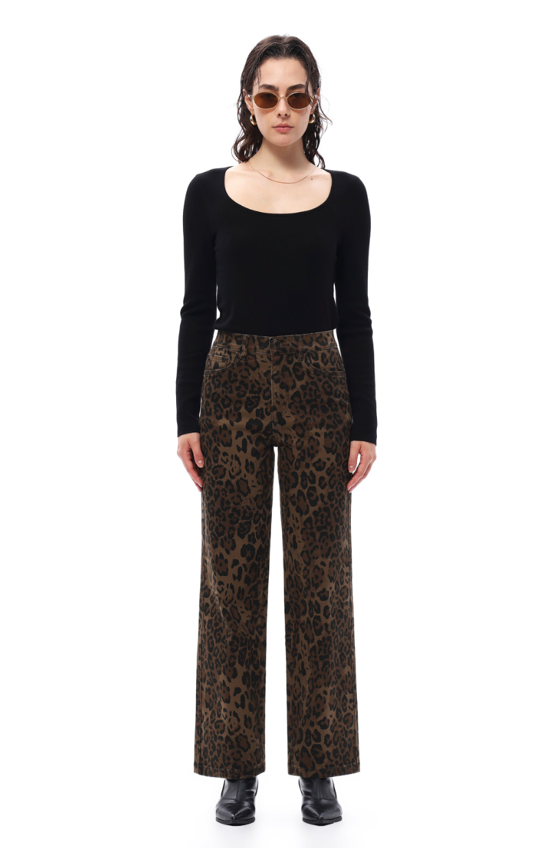 High Rise Leopard Jeans
