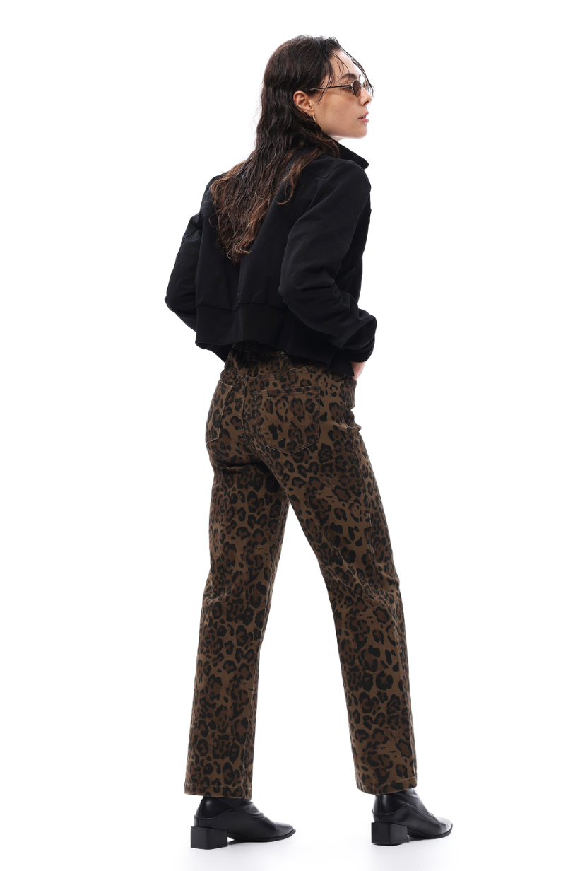 High Rise Leopard Jeans